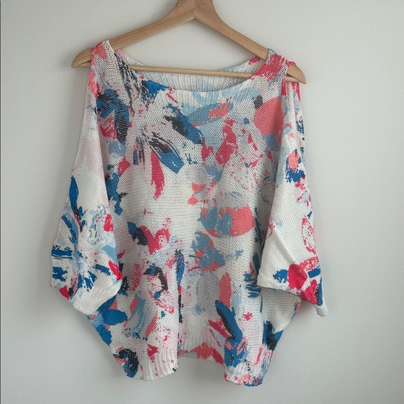 Colorful Off-the-Shoulder Sweater - Picture 1 of 4